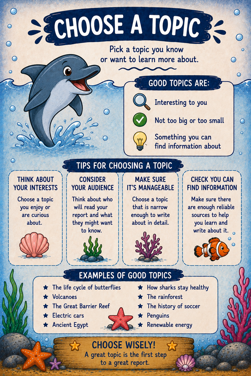 Preview of Informative Writing — Ocean Theme Learning Wall